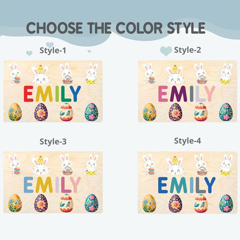 Personalized Wooden Easter Eggs Name Puzzle Toys for Toddlers 1-3 Year Old Girl Boy, Customized Puzzle Easter Bunny for Kids, Easter Gifts for Baby