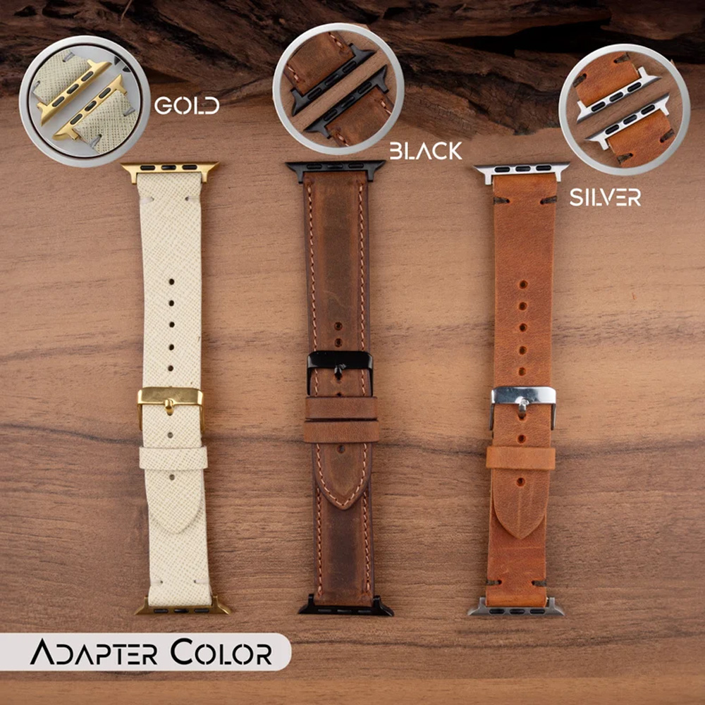 Personalized Leather Apple Watch Bands for Men, iWatch Bands 44mm, Apple/Samsung/Fitbit Watch Bands Engraved Name, Gift for Husband Boyfriend Dad Him