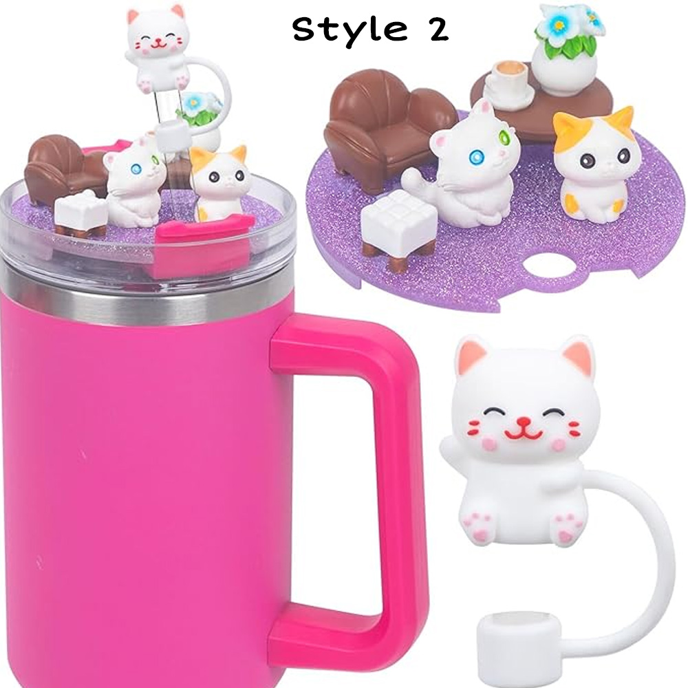 Personalized Stanley Style Cup Accessories with Silicone Straw Cover, Tumbler Cup Bunny Lid Topper Charms Decor 30OZ 40OZ, Easter Gifts for Kids/Women