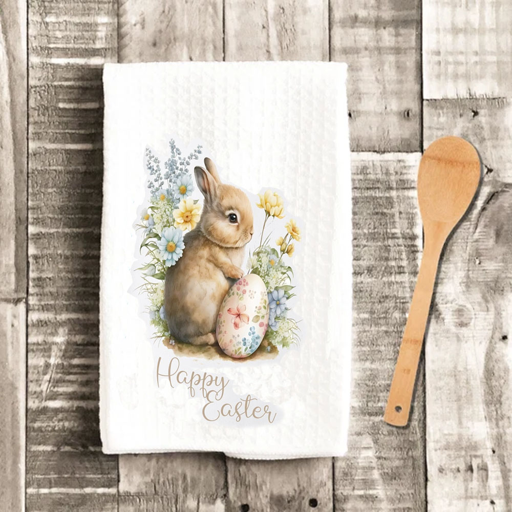 Personalized Easter Bunny Dish Tea Hand Kitchen Towel, Easter Gift Kitchen Decor New Home, Hostess, Decor