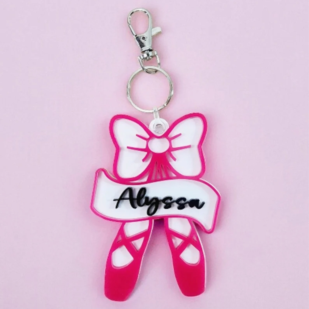 Personalized Ballet Bag Tag, Keychain, Dance Bag Tag, Custom Dancer, Tap, Jazz, Team Keychains, Team Bag Clips, Dance Recital