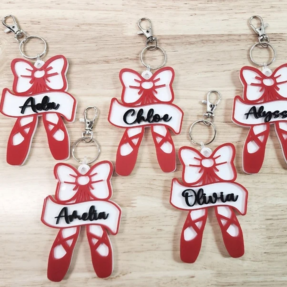 Personalized Ballet Bag Tag, Keychain, Dance Bag Tag, Custom Dancer, Tap, Jazz, Team Keychains, Team Bag Clips, Dance Recital