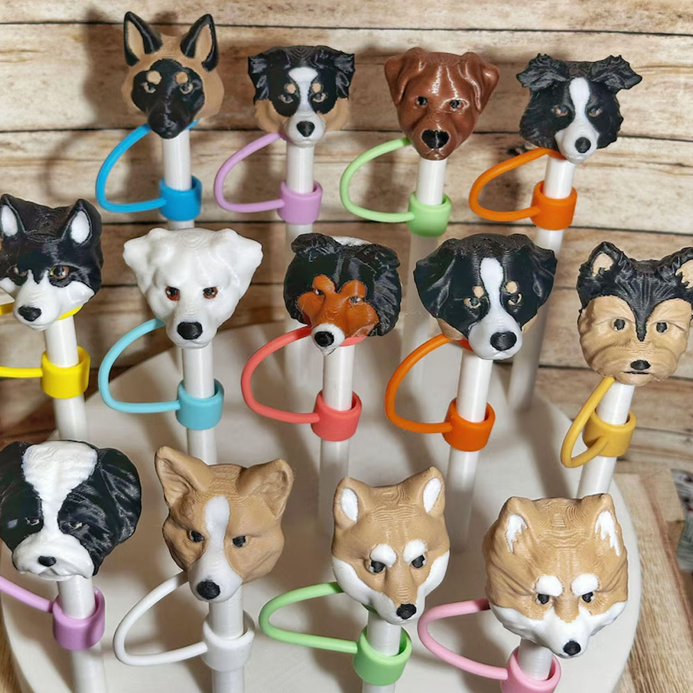 Personalized Large Dog Straw Topper, 3D Printed Dog Straw Toppers, Birthday Gift For Dog Lovers, Cute Tumbler Accessory Gift Idea For Friend