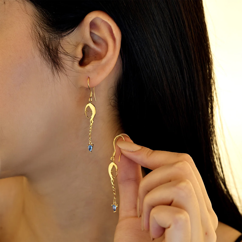 Personalized Rapunzel Birthstone Earrings, Dainty 18k Gold Birthstone Earrings, Gift for Her