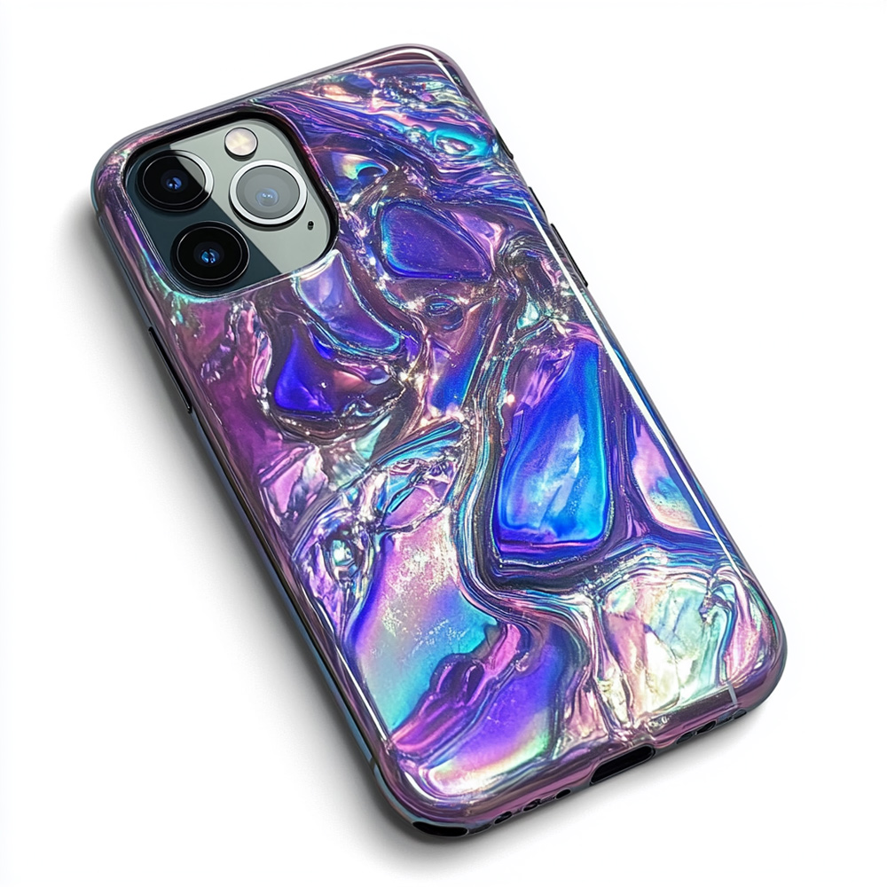 Rainbow Swirl iPhone Case, Iridescent Marble Phone Case for iPhone, Colorful, Holographic, Protective Cover