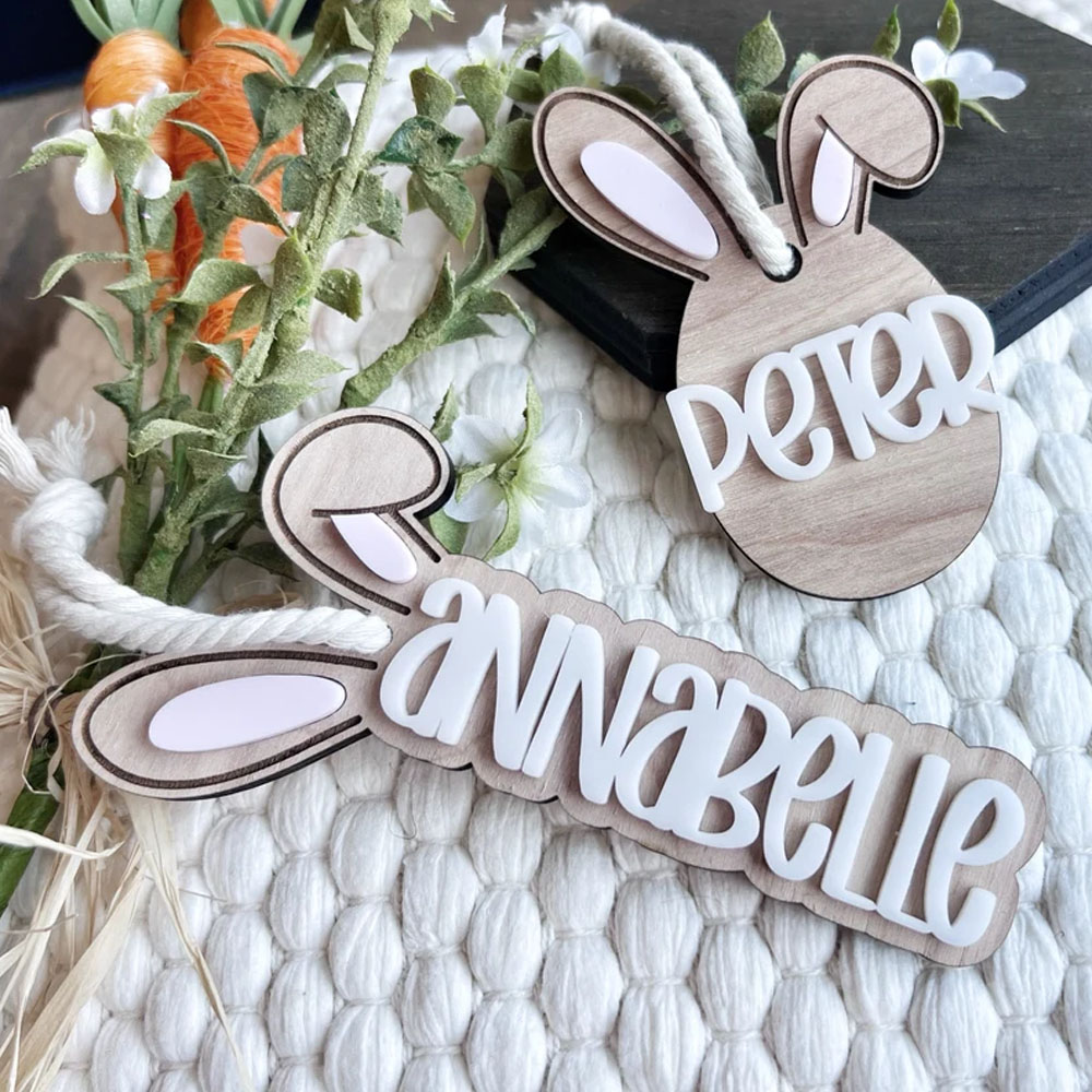 Easter Basket Tag, Bunny Ear Name Tag, Bunny Basket Tag, Easter Name Tag, Easter Basket Decor