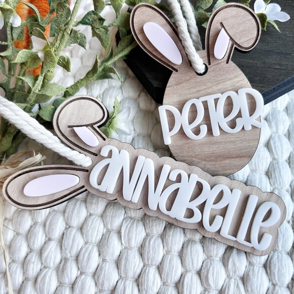 Easter Basket Tag, Bunny Ear Name Tag, Bunny Basket Tag, Easter Name Tag, Easter Basket Decor