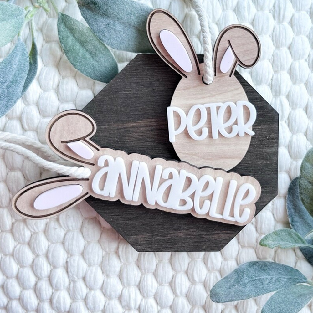 Easter Basket Tag, Bunny Ear Name Tag, Bunny Basket Tag, Easter Name Tag, Easter Basket Decor