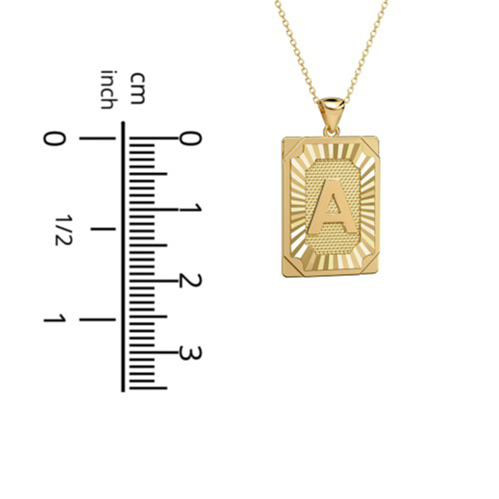 Engravable 18K Gold Plated Initial Tag Pendant Necklace, Free Chain Free Gift Box