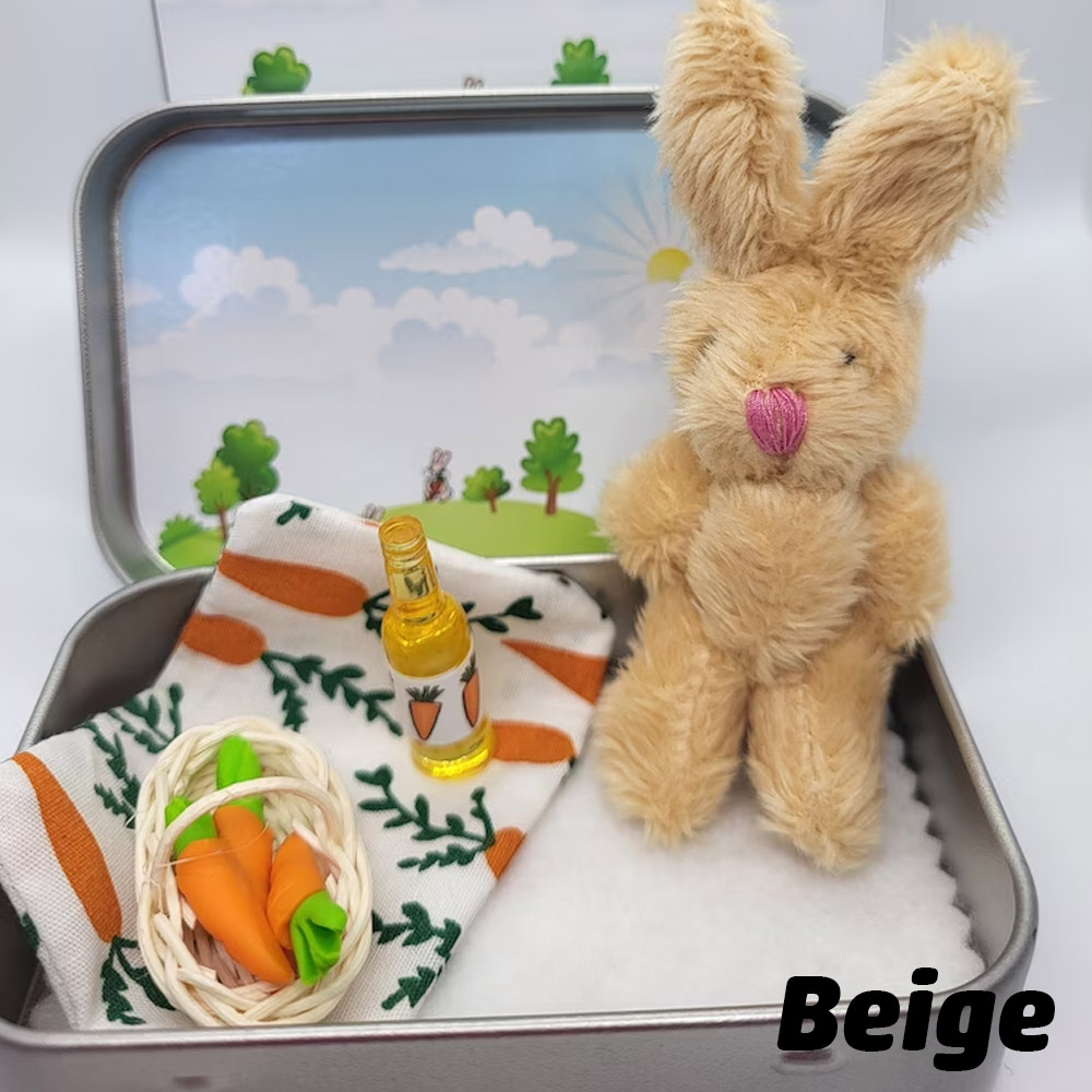 Personalized Bunny Plush Pocket, Picnic Basket Carrots Tin, Anxiety Pocket Hug, Bunny Gift, Easter or Birthday Gift, Cute Fluffy Bunny