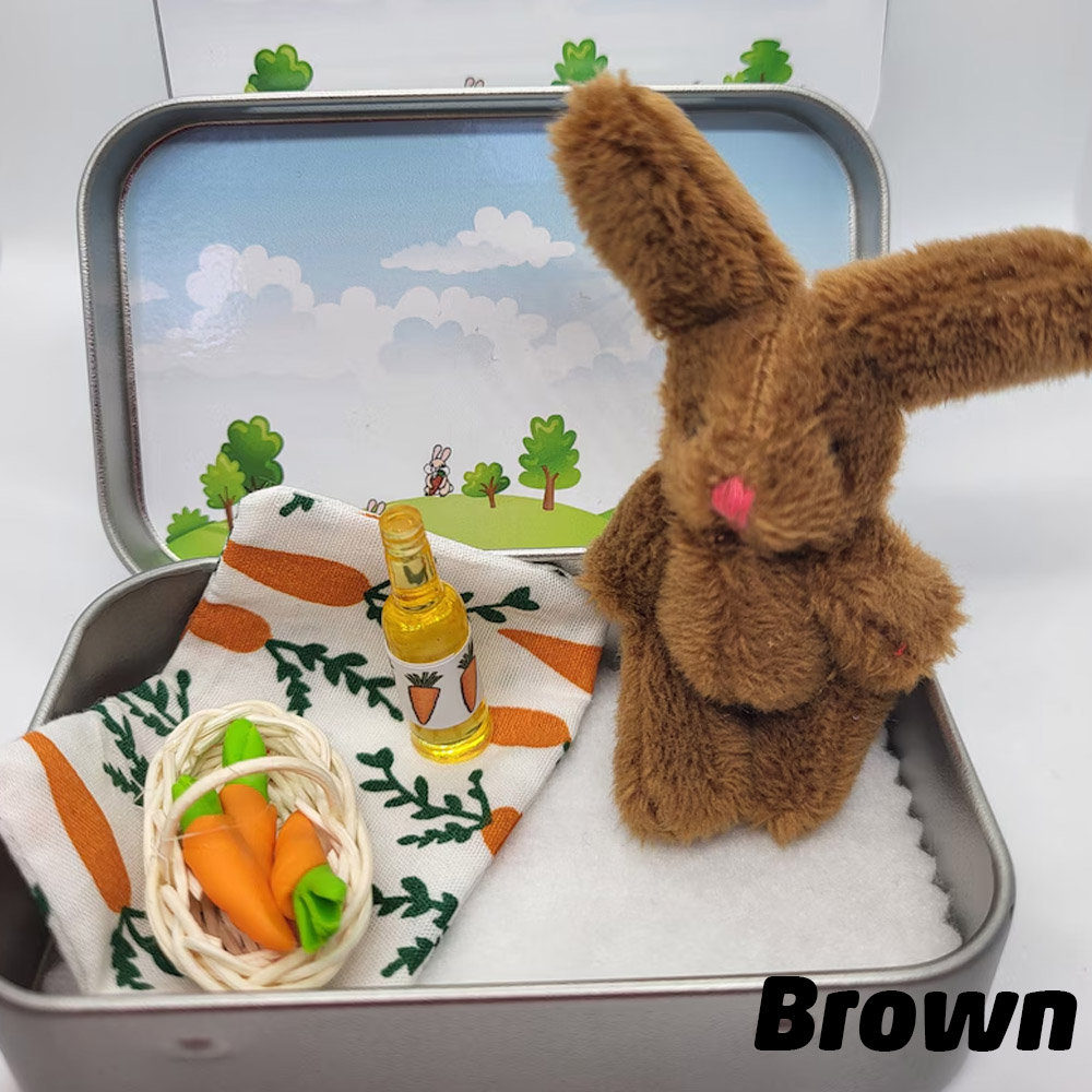 Personalized Bunny Plush Pocket, Picnic Basket Carrots Tin, Anxiety Pocket Hug, Bunny Gift, Easter or Birthday Gift, Cute Fluffy Bunny