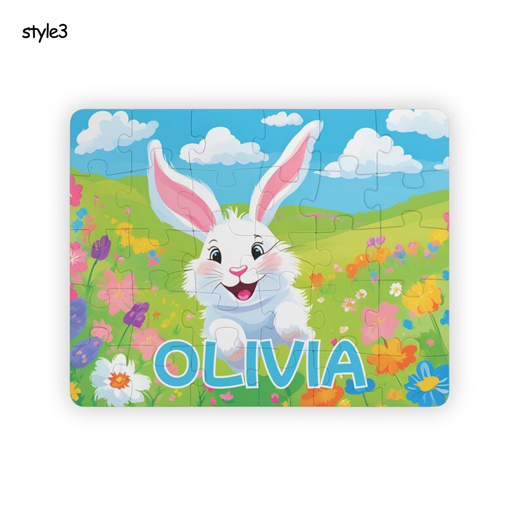 Personalized Easter Bunny Puzzle for Boys & Girls, Kids' Puzzle, Easter Basket Filler Gift