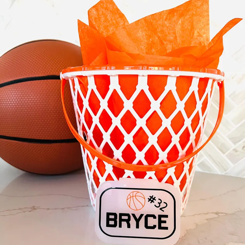 Personalized Basketball Bucket, Kids Basketball Easter Basket, Basketball Senior Night Gift, Basketball Gift Basket, Basketball Team Gift