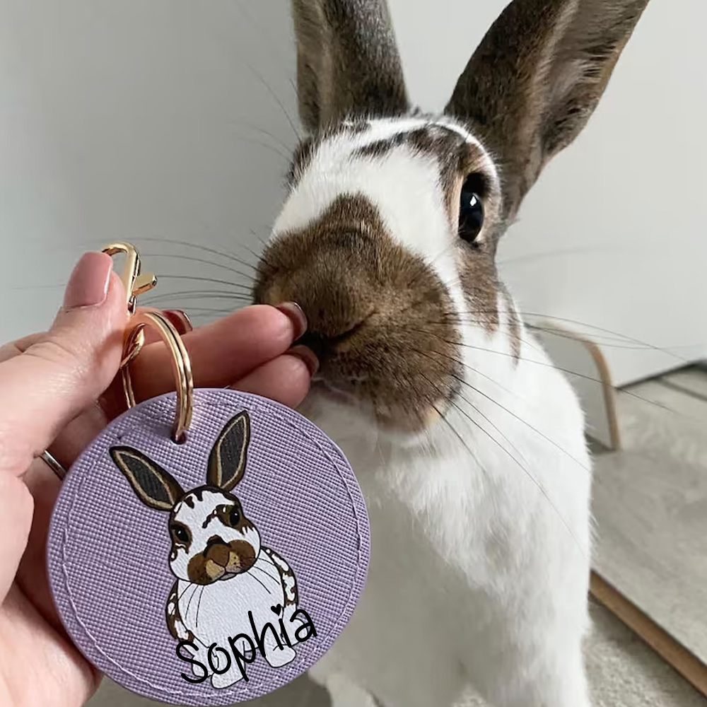 Personalized Bunny/Hamster Lover Keyring with Your Rabbit on, Rabbit Mum Birthday Gift for Her, Pet Keyring, Bunny/Hamster Lover Gift, Daughter Gift, Easter Gift