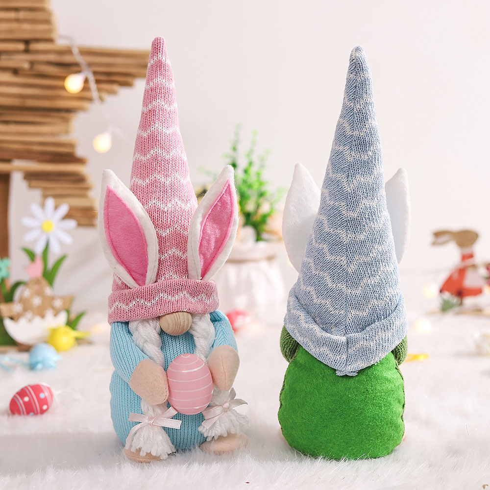 Personalized Easter Gnomes Bunny Plush Doll,Bunny Holding Eggs,Colorful Knitted Hat Dwarf Elf Faceless Old Man Doll,Easter Decorations,Gifts for Kids