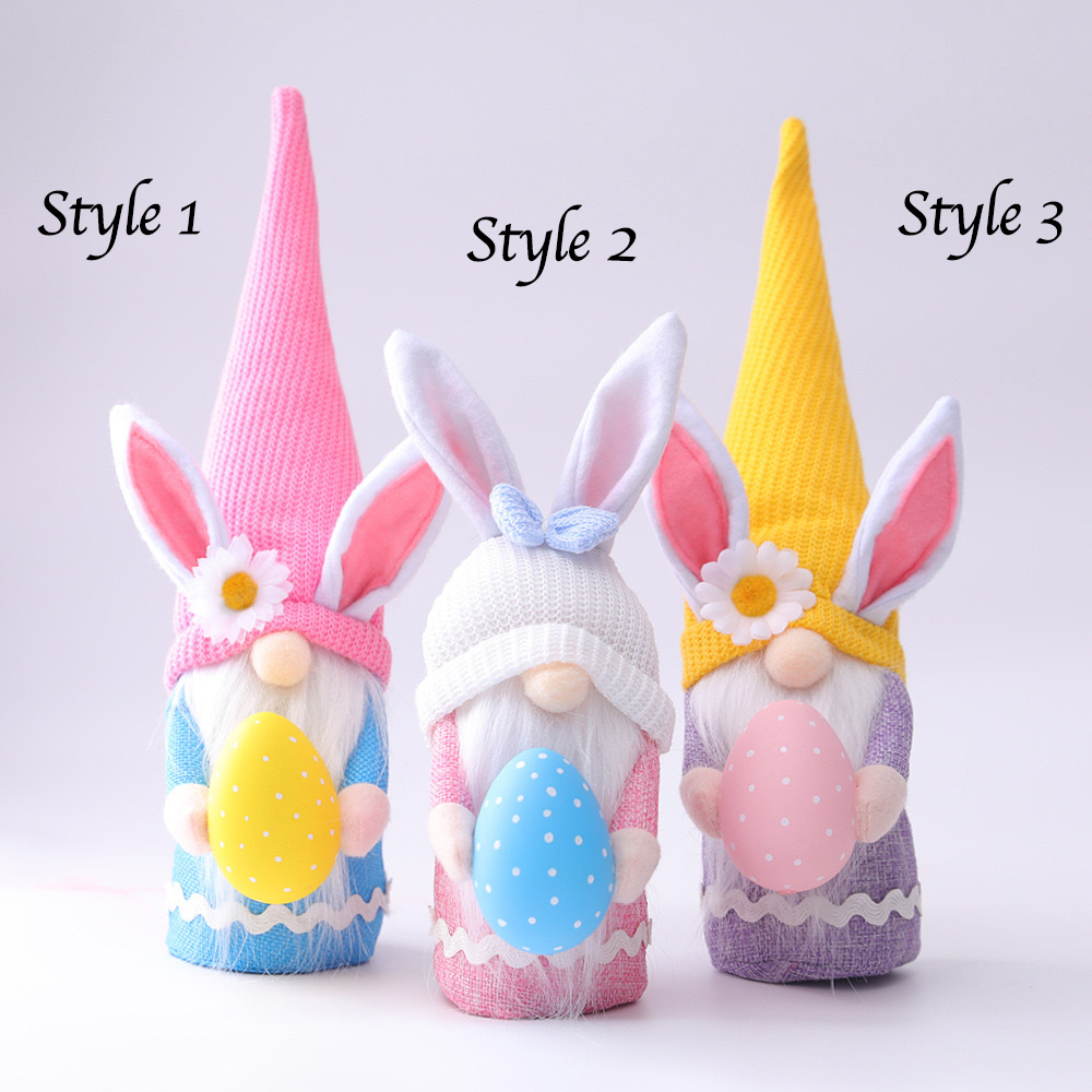 Personalized Easter Gnomes Bunny Plush Doll,Bunny Holding Eggs,Colorful Knitted Hat Dwarf Elf Faceless Old Man Doll,Easter Decorations,Gifts for Kids