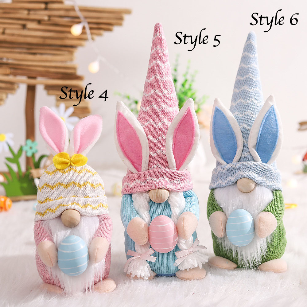 Personalized Easter Gnomes Bunny Plush Doll,Bunny Holding Eggs,Colorful Knitted Hat Dwarf Elf Faceless Old Man Doll,Easter Decorations,Gifts for Kids