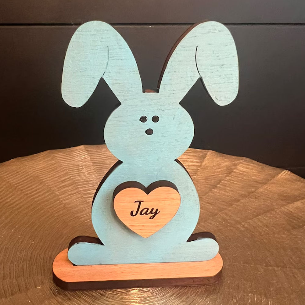 Custom Name Easter Bunny Statuettes, perfect for home display or fun place settings at your Easter table, Gifts for Girl/Boy/Kids