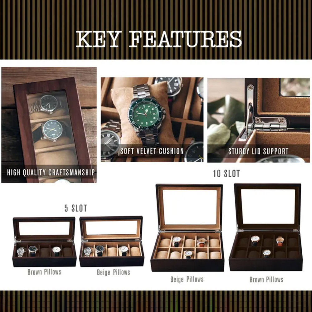 Custom Engraved Watch Box for Men,Wooden Watch Display Case,Watch Holder Organizer Storage Stand,Gift for Dad,Anniversary/Valentines Gift for Men