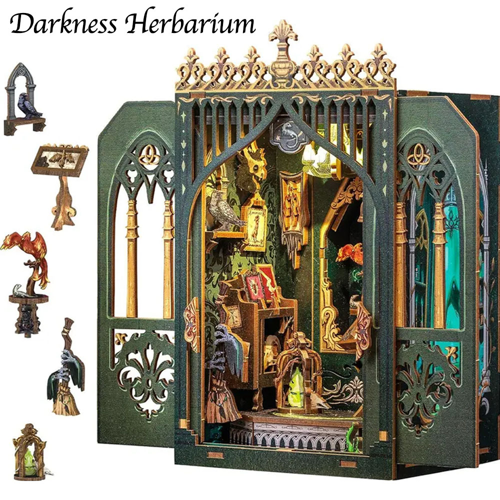Personalized Miniature Roombox Kit, DIY 3D Puzzles Book Nook Kit for Adults, Wooden Doll House, Library Bookshelf Decor, Gifts for Book Lovers Women Men