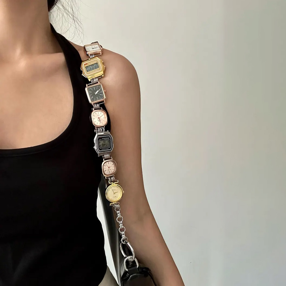 Personalized Punk Style Watch Face Bag Chain, Multicolor Clocks Chunky Purse Bag Strap Charms for Handbags, Y2K Bag Accessories, Unique Gifts for Women