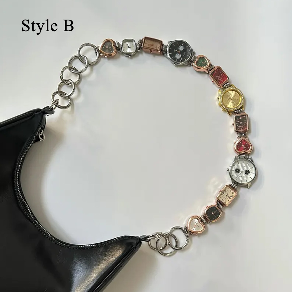 Personalized Punk Style Watch Face Bag Chain, Multicolor Clocks Chunky Purse Bag Strap Charms for Handbags, Y2K Bag Accessories, Unique Gifts for Women
