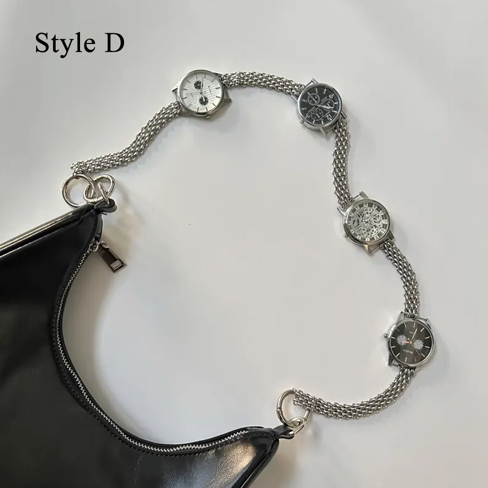 Personalized Punk Style Watch Face Bag Chain, Multicolor Clocks Chunky Purse Bag Strap Charms for Handbags, Y2K Bag Accessories, Unique Gifts for Women