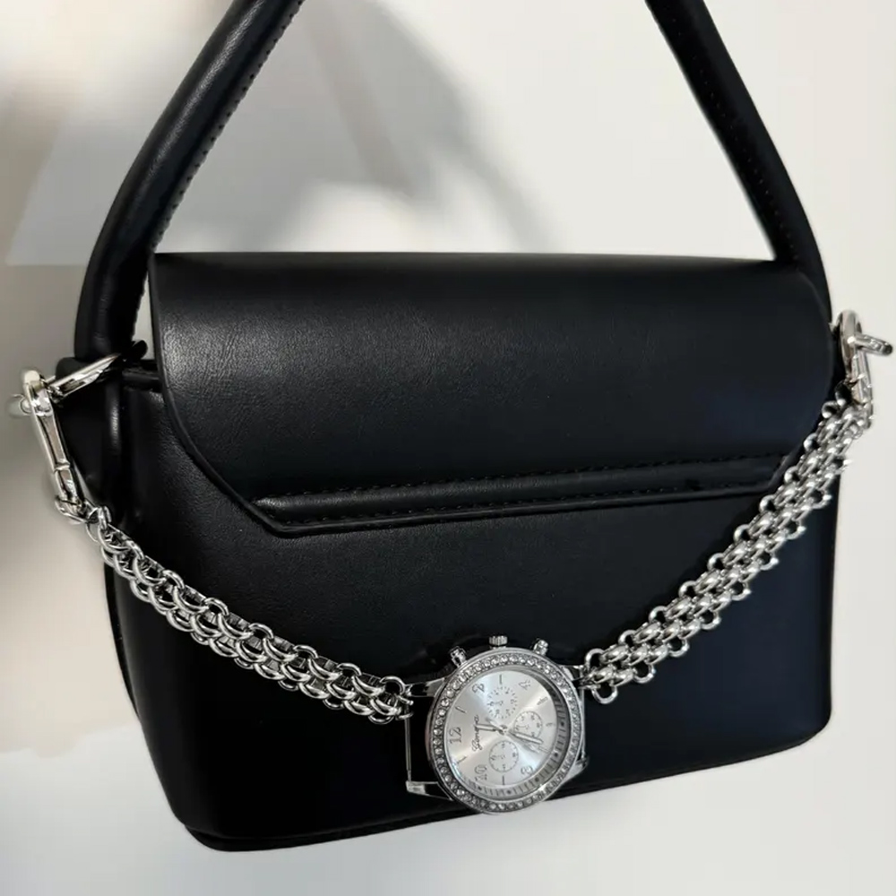 Personalized Punk Style Watch Face Bag Chain, Multicolor Clocks Chunky Purse Bag Strap Charms for Handbags, Y2K Bag Accessories, Unique Gifts for Women