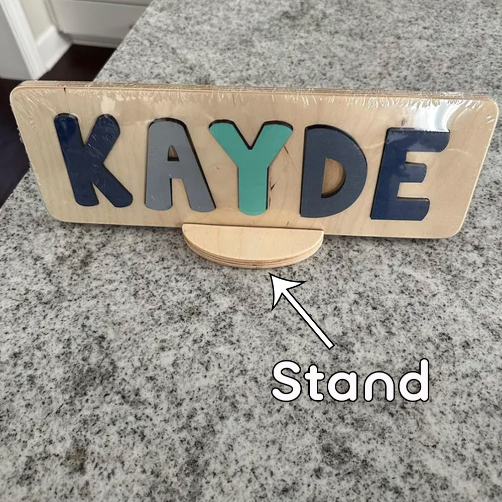Custom Wooden Name Puzzle for Toddlers 1-3, Alphabet Learning Toys Baby Puzzle, Letter/Number Blocks, Montessori, Baby Shower Gifts for Newborn Boy Girl