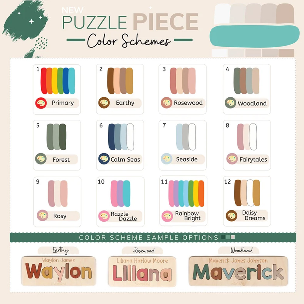 Custom Wooden Name Puzzle for Toddlers 1-3, Alphabet Learning Toys Baby Puzzle, Letter/Number Blocks, Montessori, Baby Shower Gifts for Newborn Boy Girl