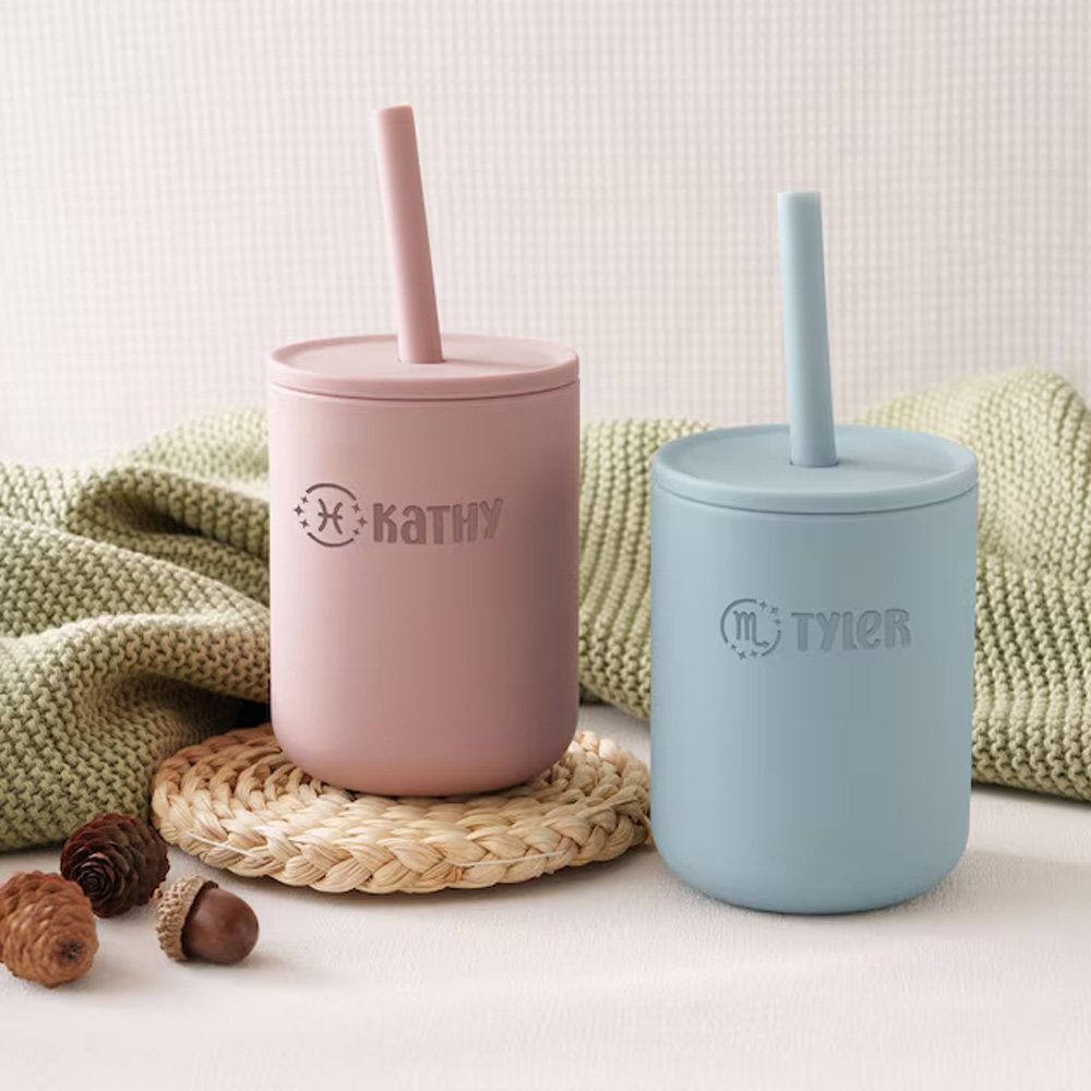 Personalized Silicone Straw Cup for Babies, My First Tumbler, Training Cups for Toddlers 1-3, Baby Replay Water Bottle with Name, Birthday Gifts for Baby