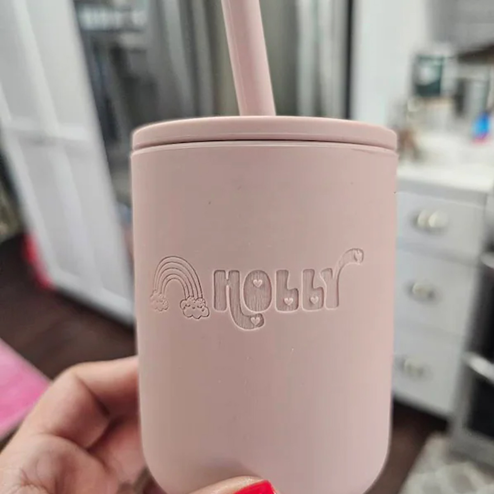 Personalized Silicone Straw Cup for Babies, My First Tumbler, Training Cups for Toddlers 1-3, Baby Replay Water Bottle with Name, Birthday Gifts for Baby