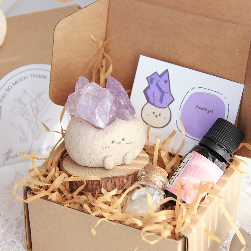 Custom Crystal Aromatherapy Diffuser Ornaments, Handmade Crystal Raw Stone, Improve Body Energy Crystal, Gifts for Friends