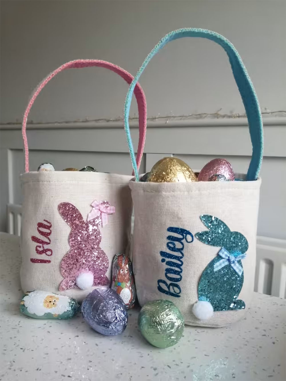 Personalised Easter Bunny Bag / Easter Hunt Bucket Gift / Gift For Friend