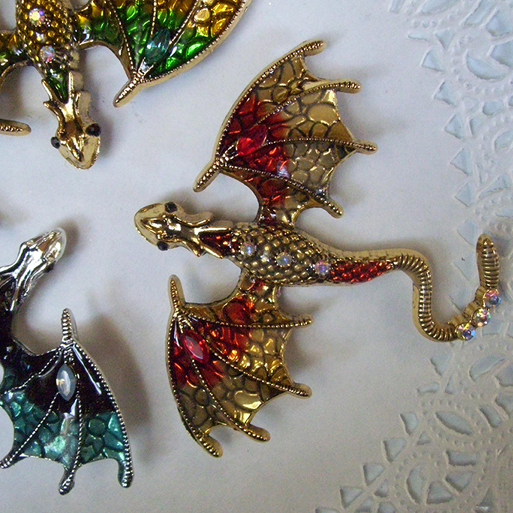 Dragon Magnet, Repurposed Jewelry, Dragon Decor, Kitchen Magnet, Office Magnet, Birthday Gift, Friend Gift