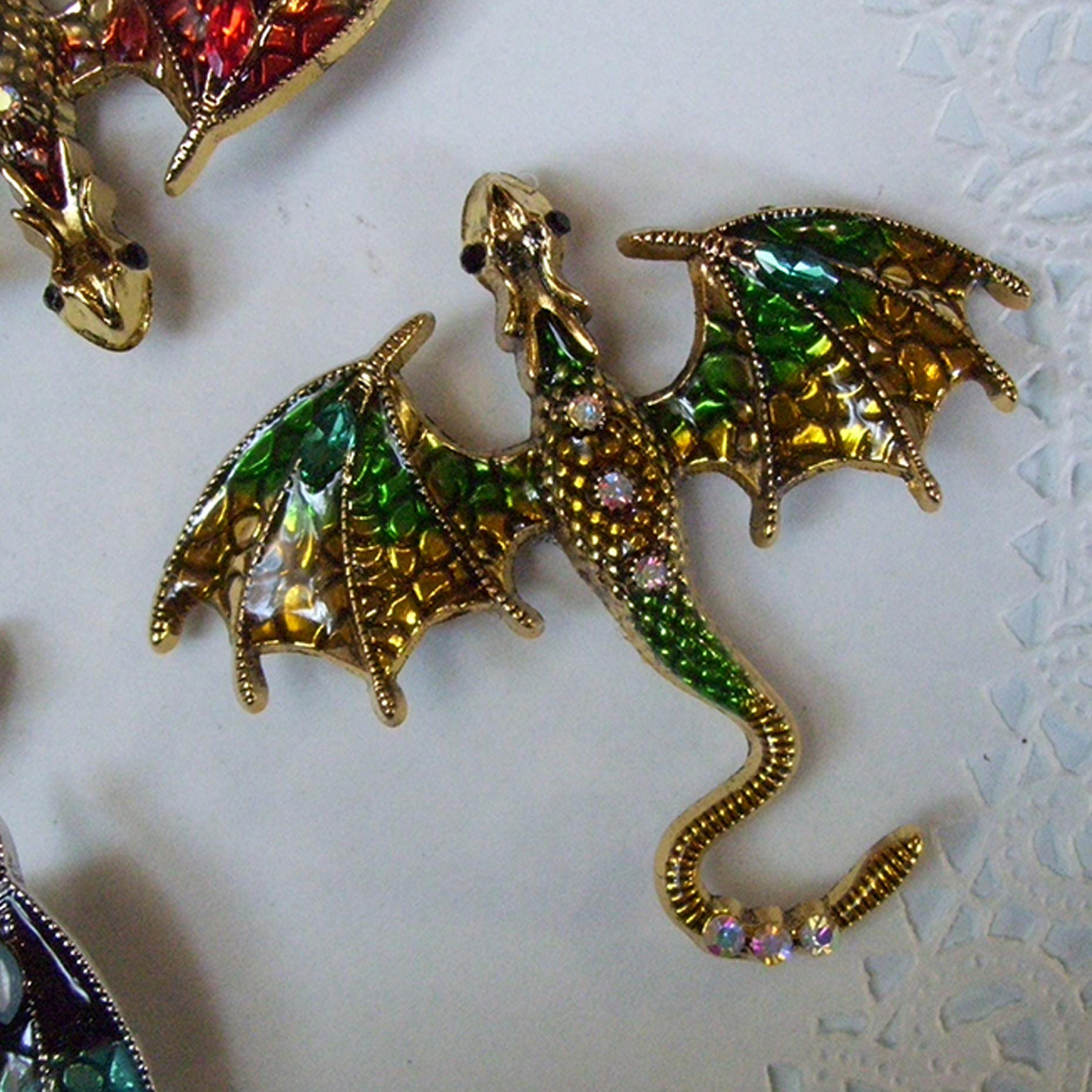 Dragon Magnet, Repurposed Jewelry, Dragon Decor, Kitchen Magnet, Office Magnet, Birthday Gift, Friend Gift