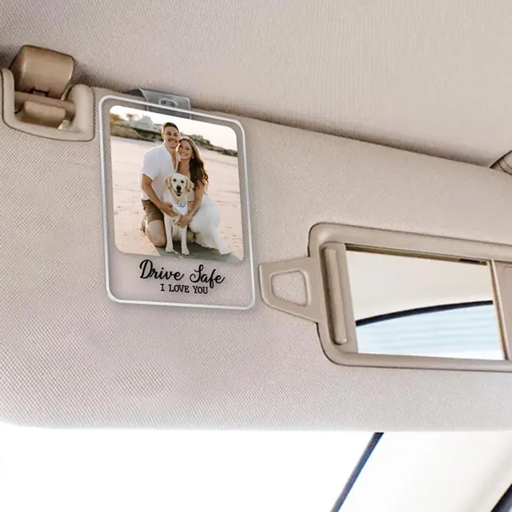 Personalized Car Visor Clip with Photo and Name, Car Accessories, Safe Visor Clip,Frame Holder, Car Decor, Birthday/Valentines Gift for Couples Her Him