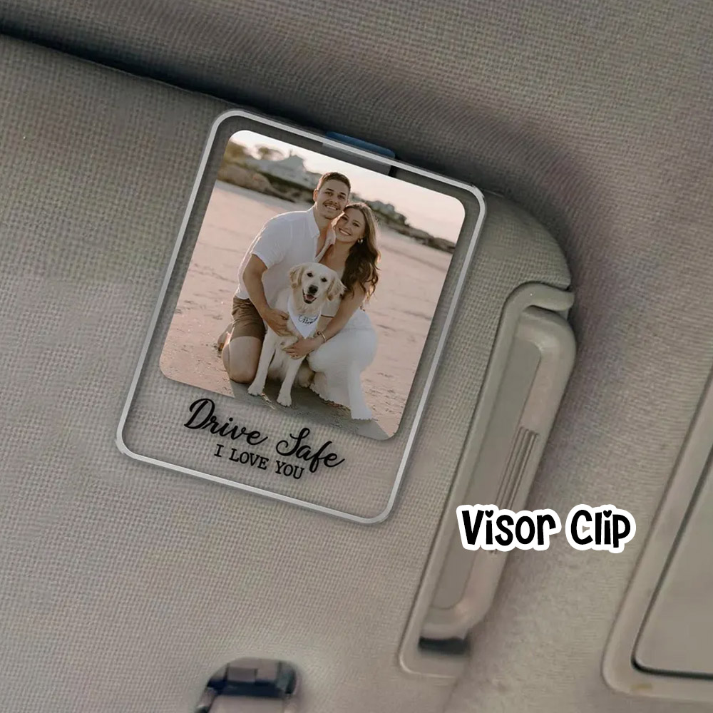 Personalized Car Visor Clip with Photo and Name, Car Accessories, Safe Visor Clip,Frame Holder, Car Decor, Birthday/Valentines Gift for Couples Her Him