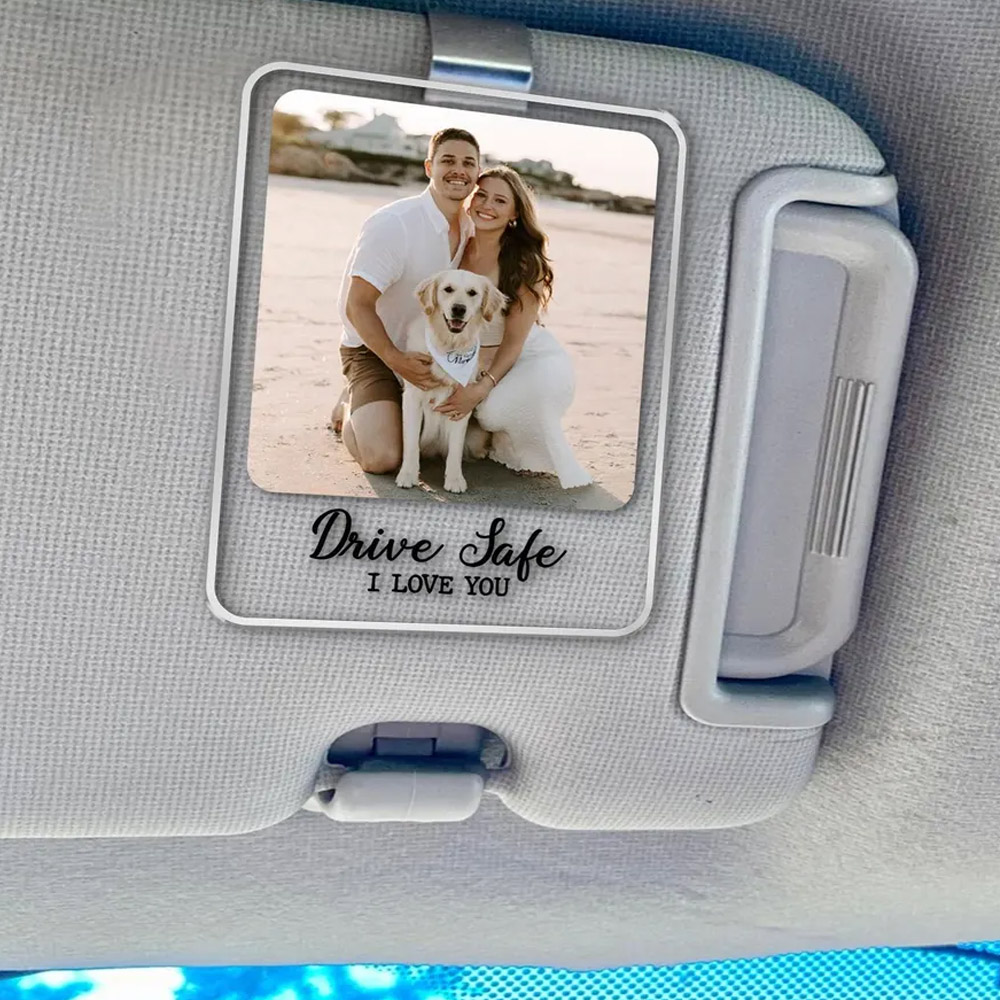 Personalized Car Visor Clip with Photo and Name, Car Accessories, Safe Visor Clip,Frame Holder, Car Decor, Birthday/Valentines Gift for Couples Her Him