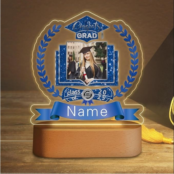 Graduation Gifts Custom Night Light with Photo Name 2025, Personalized Graduation Led Lamp for Women Man Gifts for College High School