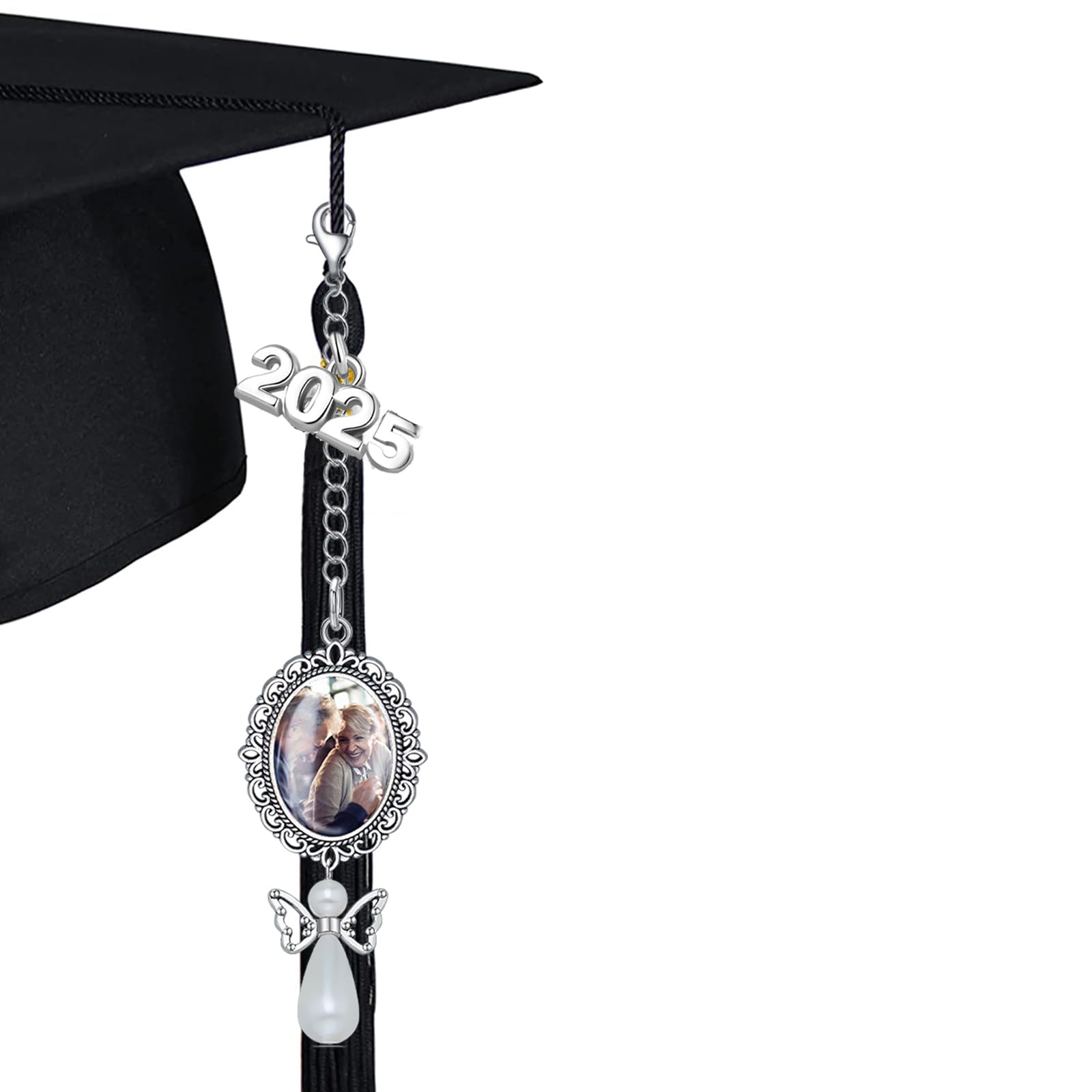🎁BUY 2 FREE SHIPPING🎁Personalized Graduate Memorial Photo Charm, Tassel Memorial Ornament, 2025 Graduation Memory Mortar Board Decorated Hat and Gown Ceremony Ornament