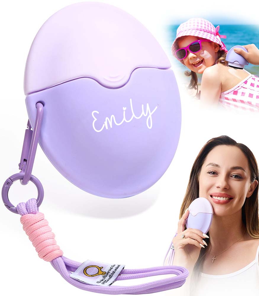 Personalized Name Sunscreen Applicator, Portable BPA-Free Refillable Roll On Sponge, Suncream & Lotion Applicator for Kids/Adults/Families, Perfect Size for Travel