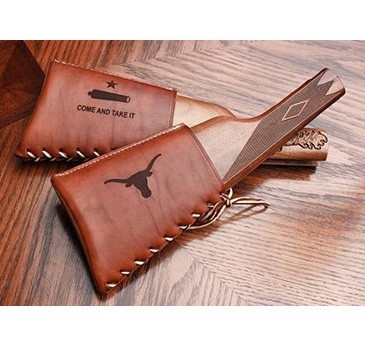 Personalized Rifle Stock Cover BC Model, Custom Name or Logo, Durable Leather Lace-On Buttstock Pad for Non-Slip Grip
