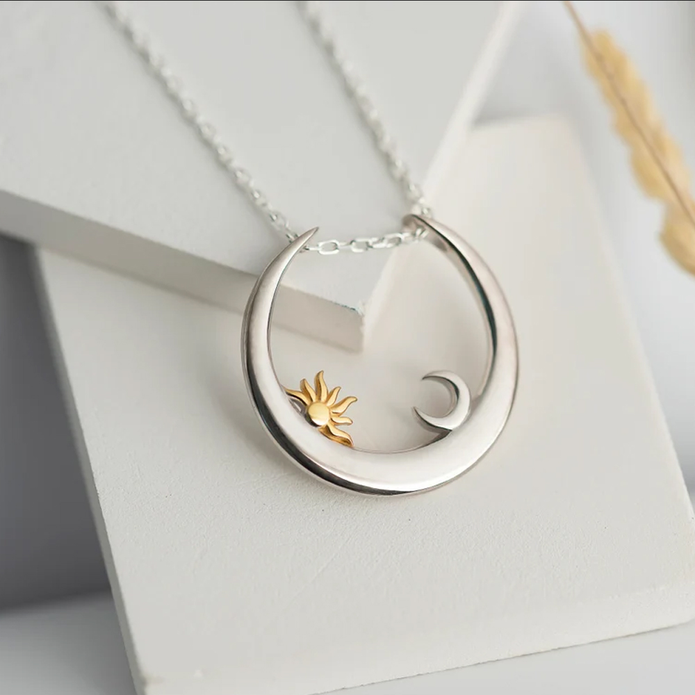 Moon Ring Holder Necklace Birthday Gift, Wife Gift Wedding Ring Holder Necklace Gold, Mothers Day Gift Silver Ring Keeper Necklace