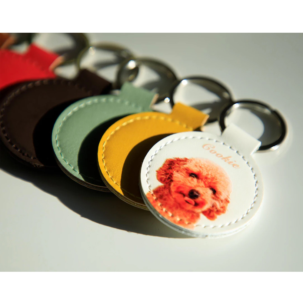 Personalized Pet Portrait Leather Keychain, Cute Dog/Cat Bag Charm, Handbag Accessory, Pet Keepsake, Remembrance/Birthday Gift for Pet Owners/Lovers
