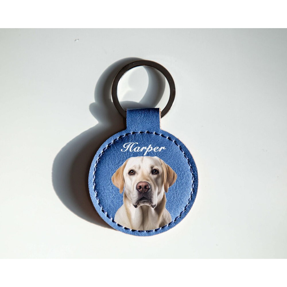 Personalized Pet Portrait Leather Keychain, Cute Dog/Cat Bag Charm, Handbag Accessory, Pet Keepsake, Remembrance/Birthday Gift for Pet Owners/Lovers