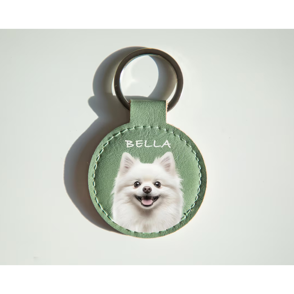 Personalized Pet Portrait Leather Keychain, Cute Dog/Cat Bag Charm, Handbag Accessory, Pet Keepsake, Remembrance/Birthday Gift for Pet Owners/Lovers