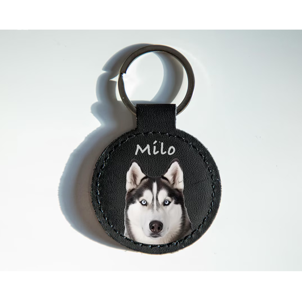 Personalized Pet Portrait Leather Keychain, Cute Dog/Cat Bag Charm, Handbag Accessory, Pet Keepsake, Remembrance/Birthday Gift for Pet Owners/Lovers