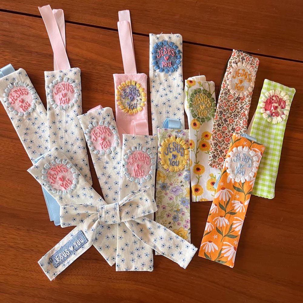 Embroidered fabric bible bookmark