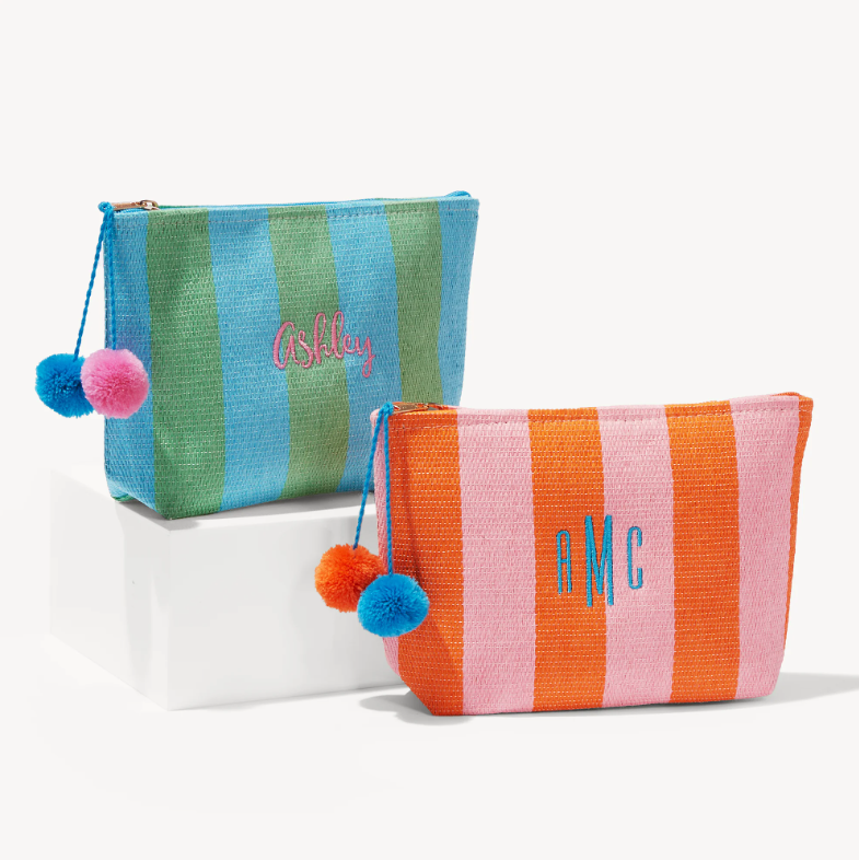 Personalized Tropical Tides Embroidered Paper Straw Zip Pouch & Tote Bag